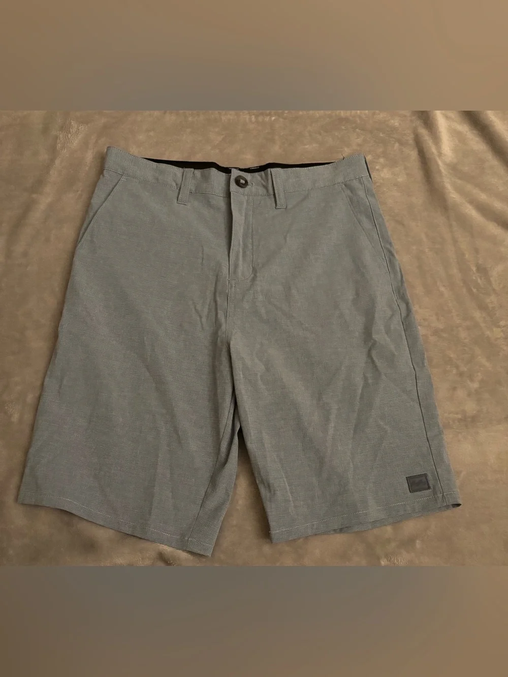 Billabong Recycler Crossfire Hybrid Blue Shorts Flat Front Button Slash Pockets